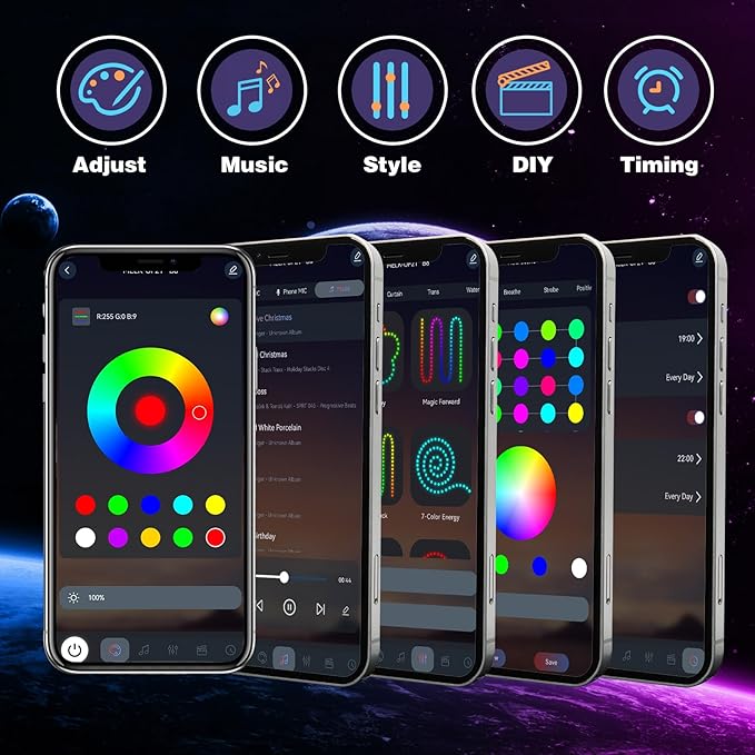 KSIPZE 100ft Permanent Outdoor Lights Waterproof IP67, Smart RGB+IC Eaves LED Lights with App & Button Control, 200+ Dynamic Scene Modes for House Roof, Garden, Christmas, Party Decor