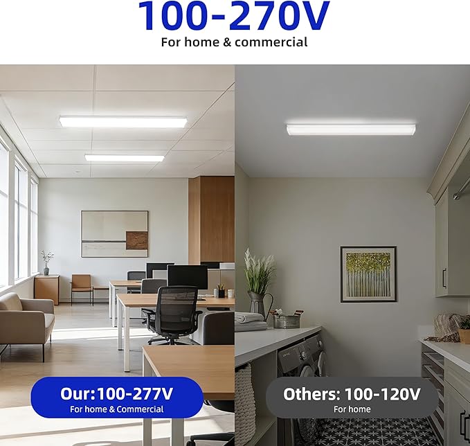 hykolity 2 Pack 4FT LED Wraparound Light, 40W, 4400lm, 4000K, [2-lamp 32W Fluorescent Equiv.], 4 Foot LED Wrap Light Fixture, Flush Mount Office Ceiling Light for Garage, Office, Kitchen, ETL Listed