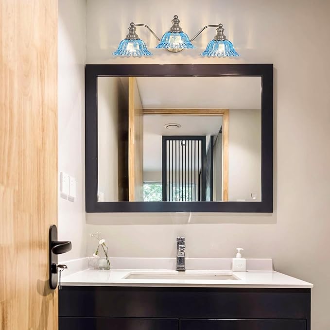 XIEDUN Brushed Nickel 3 Light Vanity Light Vintage Bathroom Vanity Light Fixture