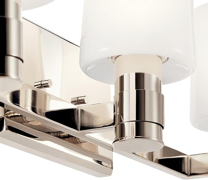 Kichler Adani 3-Light Bathroom Vanity Light Fixture, Modern 24" Vanity Light with Opal Glass in Polished Nickel for Bathroom or Powder Room (8.25" x 24"), 55176PN
