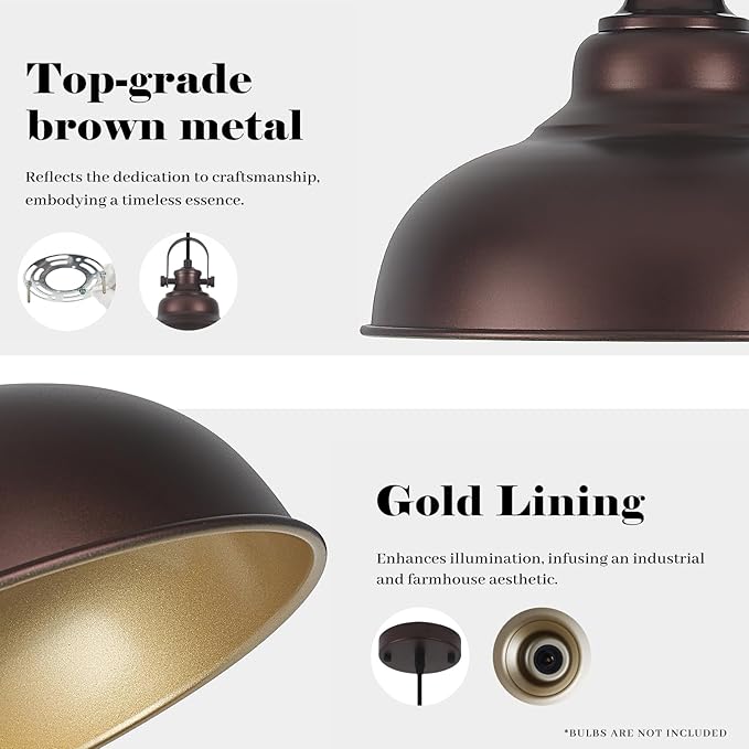 Bronze Pendant Lights Kitchen Island, 2 Pack Kitchen Island Lighting, Farmhouse Pendant Light Fixtures (11.41" W), Island Pendant Light for Kitchen Island, Dining Room, Bedroom