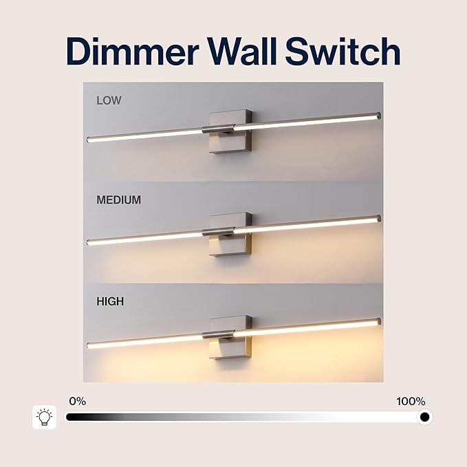 JONATHAN Y 32" Nickel Modern Dimmable Integrated LED Wall Sconce, Minimalist Adjustable Metal Vanity Light for Bathroom Mirror, Bedroom, Hallway, 3000K, ETL Listed (JYL7040E)
