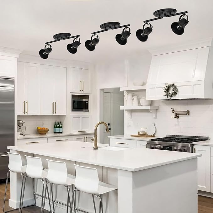 KEESFU 2-Light Track Lighting Kit,Black Semi Flush Mount Ceiling Light with 2 Rotatable Light Heads,Industrial Accent for Livingroom,Bathroom,Hallway,Art Wall,Bathroom,Kitchen.(2-Light)