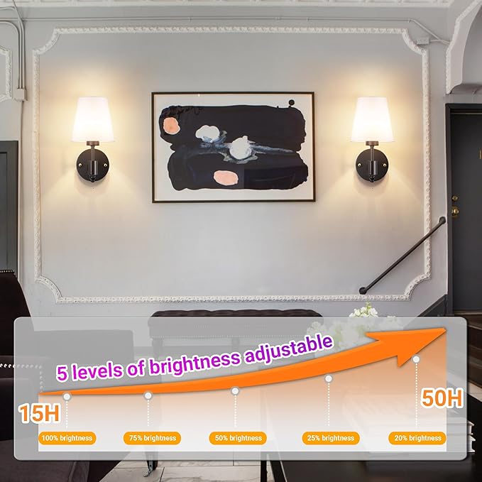 YHCDLAMP Battery Operated Wall Sconces Set of Two, Rechargeable Wireless Wall Lights with 10000mAh RGB Dimmable Detachable Bulb, Battery Sconces Wall Decor with Remote for Bedroom Living Room Hallway