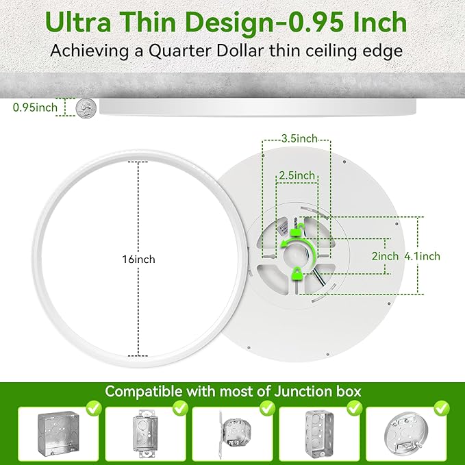 Led Ceiling Light, 42W 4500LM Ultra-Thin Surface Mount Light Fixtures, 15.8 Inch 3000K/4500K/6000K 3CCT Selectable Flush Mount Ceiling Light for Living Room, Bedroom, Kitchen