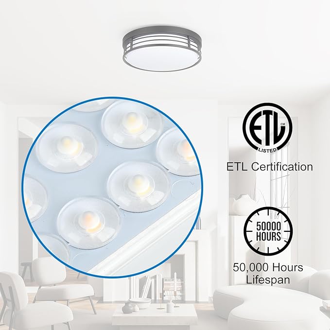 WISBEAM 13 Inch Matte Black Flush Mount Ceiling Light, 23W LED Ceiling Lighting Fixture with 5CCT(2700K/3000K/3500K/4000K/5000K), Dimmable LED Light Fixtures Ceiling Mount for Kitchen Bathroom Hallway