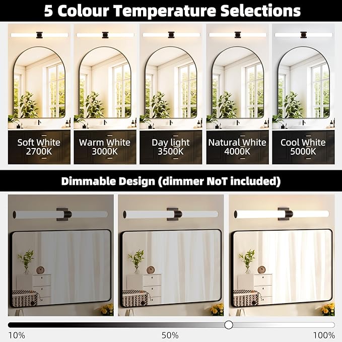 Modern Wall Sconce 39 Ihch Black Bathroom Sconces LED Wall Lighting Fixtures with Acrylic Shade Hardwired Long Vanity Lights Over Mirror for Bedroom Living Room Hallway