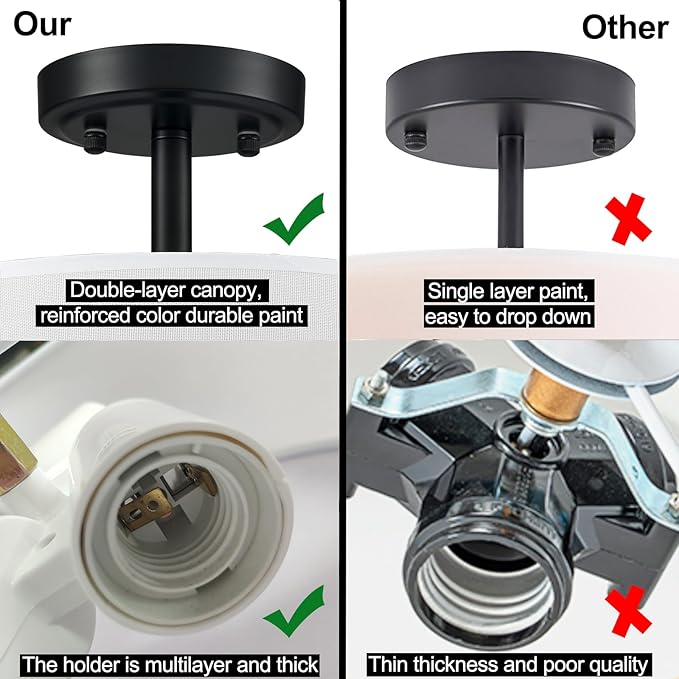 Modern Black Light Fixture Ceiling Mount Flush Mount Drum Ceiling Light Fixture 3 Light Semi Flush Mount Ceiling Light for Hallway Bedroom Entryway Foyer Office