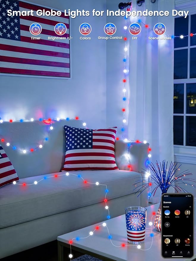 Smart Color Changing String Lights for Bedroom, 33FT 66LED App Control LED Globe Fairy Lights with Remote, Twinkle Light Indoor Outdoor for Girl's Room Party Classroom Decorations