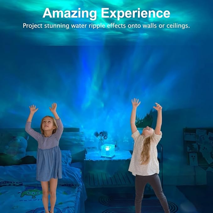 YXQUA Northern Lights Ocean Wave Projector Light, Galaxy Light Projector, 16 Colors Gradual Rotating Flame Water Ripple Ambient Night Light Non-Wood for Bedroom, Room Decor, Kids Room (Charge)