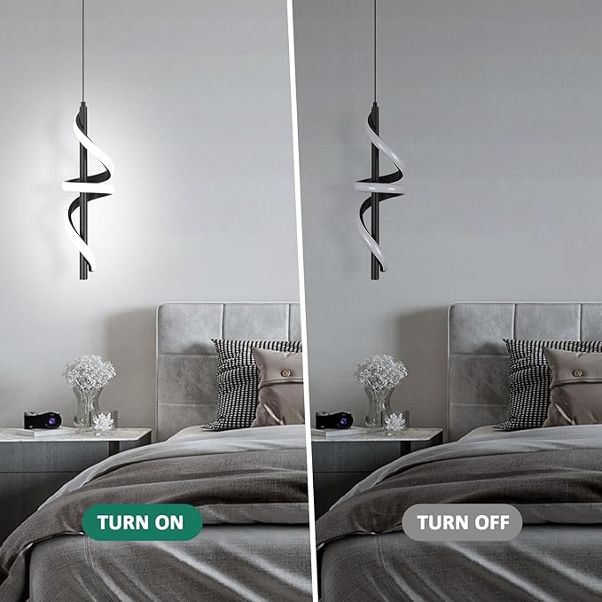 CANEOE Black Pendant Light Fixtures, 3000K-6000K Dimmable Modern LED Pendant Lights,Kitchen Island Pendant Lighting for Dining Room Living Room Bedroom Hanging Light Fixtures,1 Pack