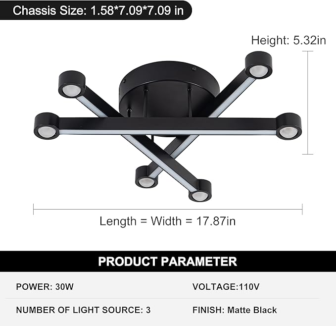 LED Mount Ceiling Light, Modern Close to Ceiling Light, Dimmable 3000K-6000K, LED Ceiling Lamp for Bedroom, Living Room, Dining Room, Kitchen