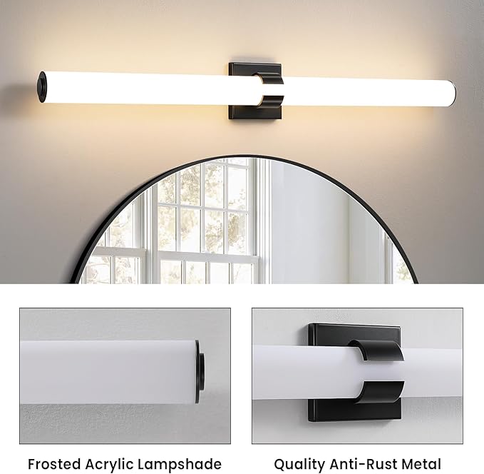 AIJIASI Bathroom Vanity Light - 39 Inch Black Bathroom Lighting Fixtures Over Mirror 36W 3000K Dimming LED Vanity Light Bar Modern Vanity Light Fixture for Mirror Bedroom Living Room