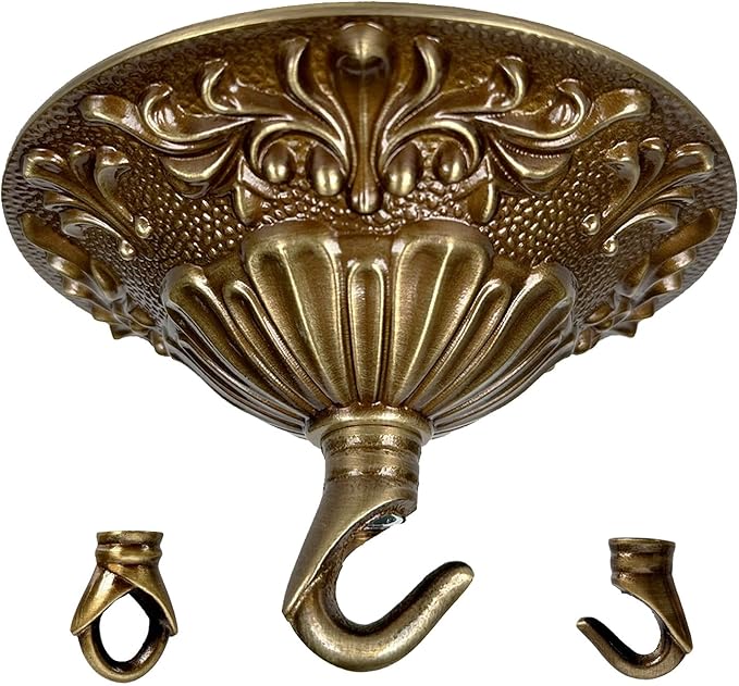 5.51" All Copper Ceiling Cover Plate for Antique Brass Ceiling Light Fixture as Pendent Light Cover, Chandelier Light Canopy Kit for Pendant, Chandelier Replacement Parts