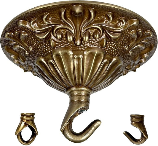 5.51" All Copper Ceiling Cover Plate for Antique Brass Ceiling Light Fixture as Pendent Light Cover, Chandelier Light Canopy Kit for Pendant, Chandelier Replacement Parts