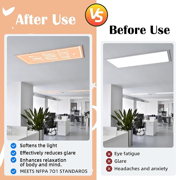 Fluorescent Light Covers - Classroom Covers for Ceiling Lights, 1 PCS 4 x 2 Feet Magnetic Light Filters, Classroom, Office Decor (Do your Best)