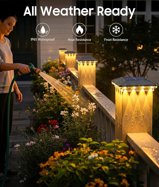 16 Pack 4x4 Solar Post Cap Lights Outdoor, 3 Modes 16 LED Fence Post Solar Lights, Focused Lens Deck Fence Post Lights Solar Powered Waterproof, Fits 4x4 3.5x3.5 Vinyl Wooden Posts for Deck Post