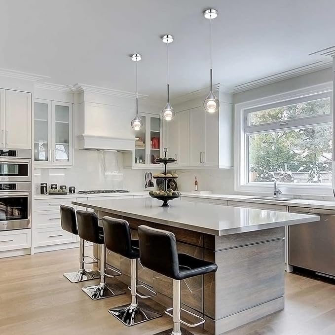Sedelan Crystal Pendant Light, Modern Pendant Lights Kitchen Island 1-Light, LED 5W Mini Pendant Lighting, Fancy Island Lights for Kitchen Bedroom Dining Room Bathroom Bar, Chrome