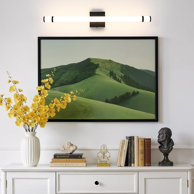 Modern Bathroom Vanity Light 31 Inch Black Bathroom Light Fixtures Over Mirror 19W Dimmable 5CCT LED Vanity Light Bar for Bathroom Mirror Cabinets Bedroom(Built-in Dimmer)