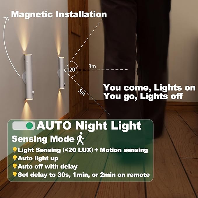 LYTARA Rechargeable Wall Sconces | Dimmable LED Cordless Lamp with Remote, Motion Sensor, Metal Body | Battery Operated Lights for Decor, Night Light Indoor, Hallway, Bedroom, 1pcs