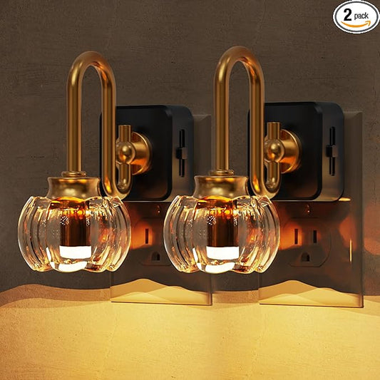 L LOHAS LED Night Lights Plug into Wall, 3000K Soft White LED, Floral Night Lights with Dusk to Dawn Sensor, 0-100lm Adjustable Brightness, for Hallway Bedroom Stairway