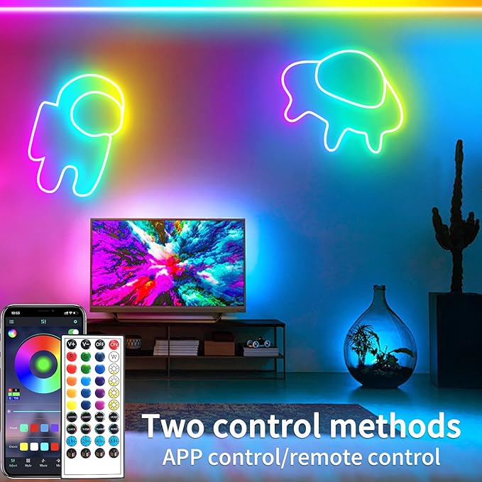 segrass 66FT Neon LED Rope Lights IP65 Waterproof LED Lights for Bedroom Flexible LED Light Strip with Remote/APP Control RGB Lighting Strip for Indoors Outdoors Bedroom Room Home Décor