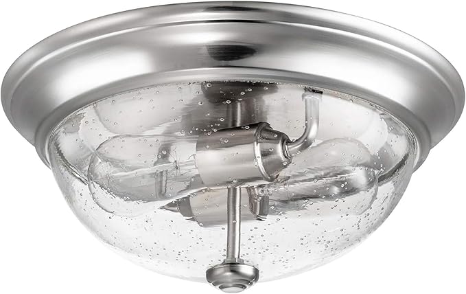 Prominence Home Madalyn 13" Brushed Nickel Flush Mount Seeded Glass Bowl Indoor Light - 51382-01