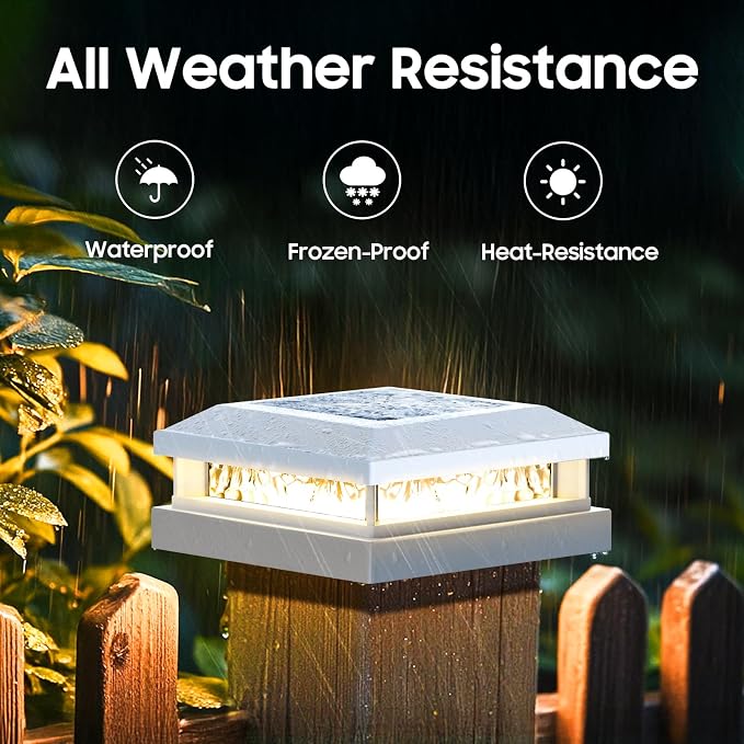 Bosceos Solar Post Lights Outdoor 12-Pack, 2 Lighting Modes 16 LEDs Solar Post Cap Lights for 4x4 4.5x4.5 5x5 Vinyl Wooden Posts Waterproof, Fence Light Solar Powered for Deck Fence Yard Porch, White