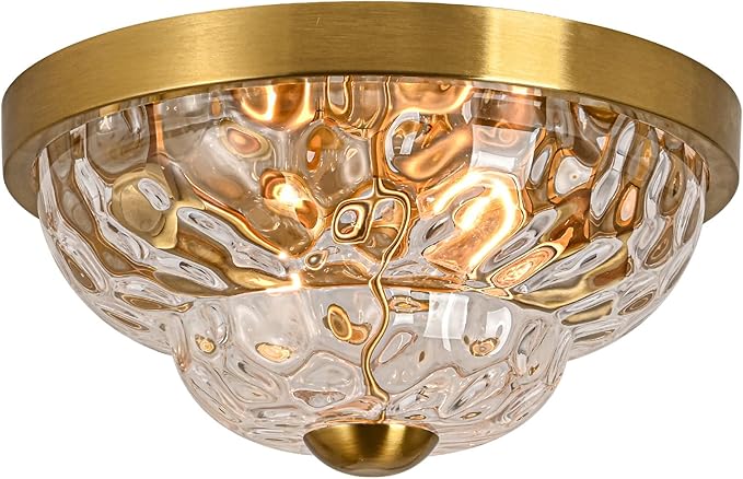 Flush Mount Ceiling Light Fixtures, 2-Light Ceiling Mount for Farmhouse with Seeded Glass Lampshade, Industrial Flush Mount Light Fixture Farmhouse for Hallway, Kitchen, Entryway,Bedroom