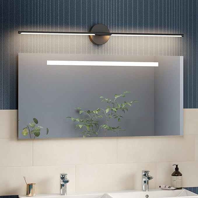 Modern Bathroom Vanity Light 40Inch,30W Matte Black Led Vanity Light Bar Over Mirror 360° Rotatable 5000K