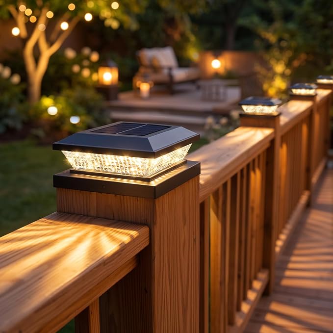 Mlambert 4x4 Solar Post Cap Lights Outdoor 12 Pack, Waterproof Solar Fence Light for Wooden/Vinyl Post, 2 Color Outside Deck Patio Porch Decor, Black