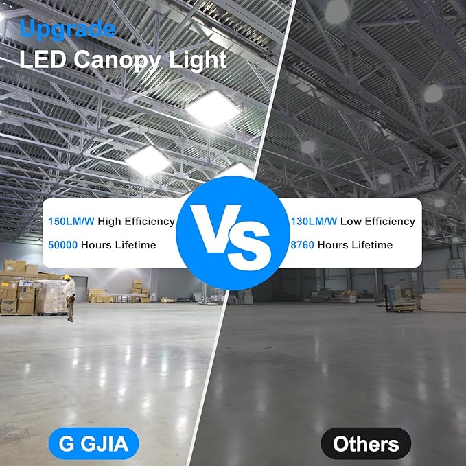 120W LED Canopy Light for Gas Station Light, 18000lm 0-10V Dimmable 5000K LED Canopy Lights, IP65 Waterproof Commercial Canopy Lights for Outdoor Garage Warehouse Shop Carpor UL Listed, 4 Pack