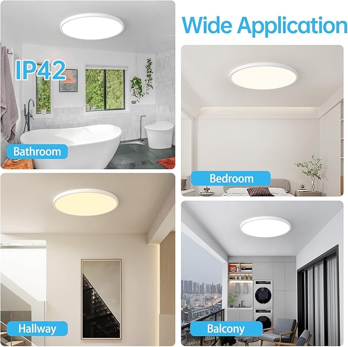 4PK 15.8 Inch Dimmable Flush Mount LED Ceiling Light Fixture, 32W,3200LM,3000K/4000K/6000K CCT Selectable,0.67 inch Super Slim LED Ceiling Light for Bedroom,Hallway,Kitchen