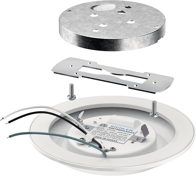 Kichler Horizon LED Downlight in White, 6.4" Flush Mount Interior Dimmable Light, 3000K, Wet Rated Integrated LED, (6.4" W x 1.3" H), 43873WHLED30, White