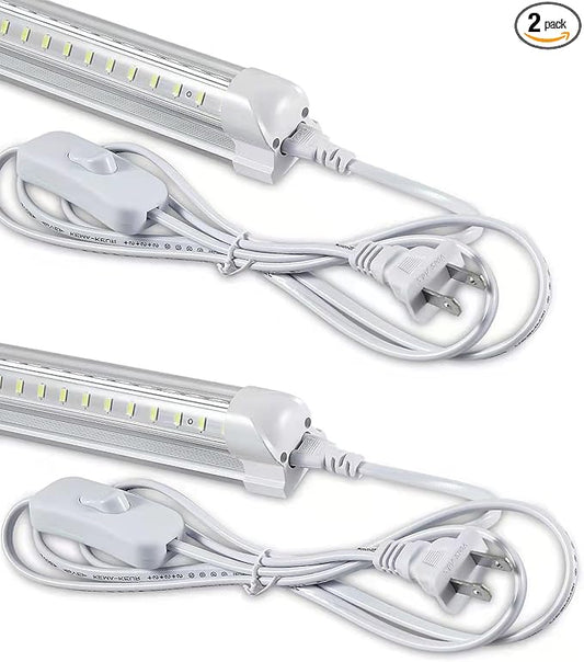 Skymoatled 4FT LED Shop Light, 50W 7500LM 6000K/White Super Bright, T8 Integrated Tube Light Fixture, Plug and Play, Linkable for Room, Garage, Workbench, Under Cabinet (2 Pack)
