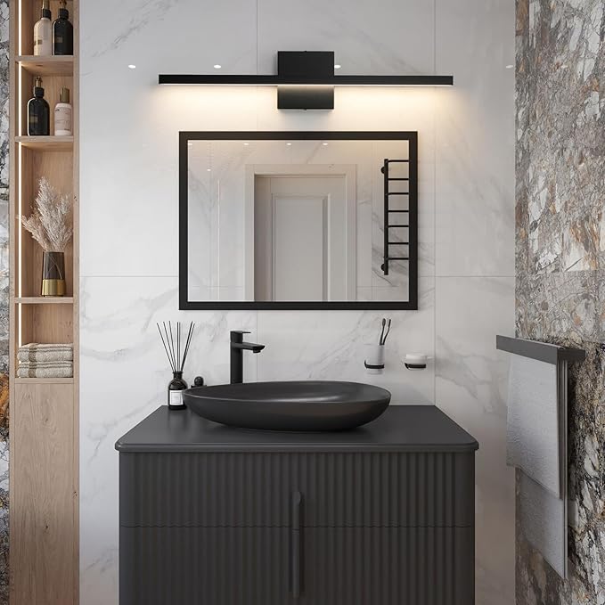 Epinl Modern Vanity Light Fixtures 24 Inch, 18W Dimmable 5CCT Black Bar Vanity Light Over Mirror, LED Bath Lighting Fixture for Bathroom Mirror Cabinets Bedroom-ETL Certificated