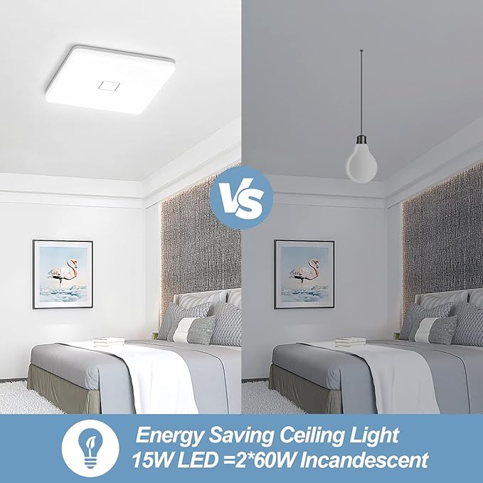 Airand LED Flush Mount Ceiling Light, 2PACK 24W 2050LM Square Ceiling Lights 5000K Daylight 12.6in LED Light Fixture IP44 Waterproof Ceiling Lights for Bedroom Kitchen Hallway Balcony Living Room