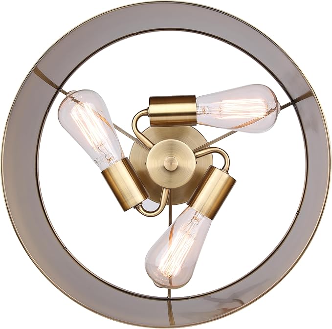 Canarm Lola 3-Light Semi-Flush Mount Ceiling Light, 15-Inch Gold Finish, Used 60W Bulbs, Easy Installation, Contemporary Lighting for Bedroom or Living Room