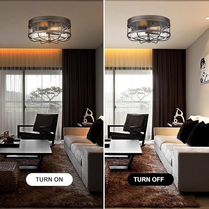 Light Fixtures Ceiling Mount, 12 Inch Flush Mount Ceiling Light with Seeded Glass in Oil Rubbed Bronze Finish for Bedroom Bathroom Kitchen Porch Hallway Hall, ROS91A-ORB