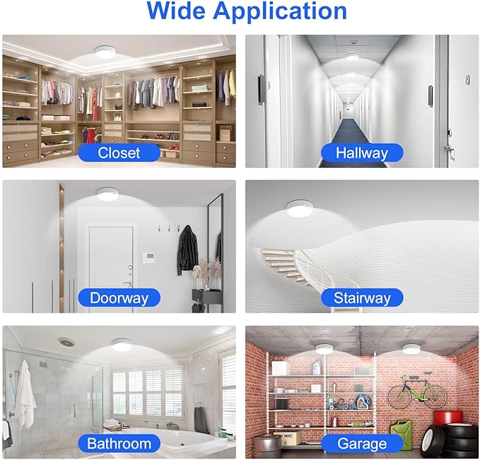 Battery Operated Motion Sensor Ceiling Light Fixture-Wireless Motion Sensor Light Indoor with Remote/Timer, Battery Powered Closet Light Cordless for Hallway Stair Garage Pantry Laundry 3000K-6500K
