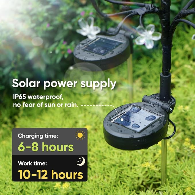 Solar Garden Lights Outdoor Waterproof,Garden Decor Solar Flowers For Outside Decorative,2Pack 2Modes Solar Powered Fairy Outdoor Decorations for Yard Patio Pathway, Gardening Gifts Mothers Day