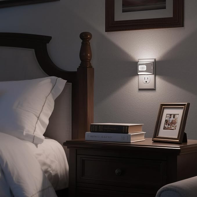 DORESshop LED Night Light[2 Pack], Night Lights Plug into Wall, 3 Mode Plug in Night Light with Motion Sensor, Dusk to Dawn Sensor, Nightlights for Adults, Bedroom, Bathroom, 5000K White Cover