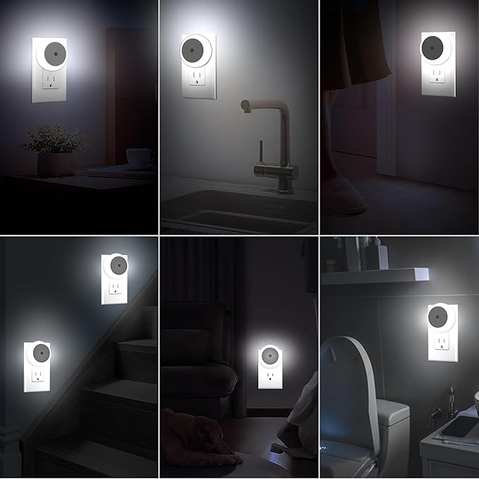 LED Night Light, Night Lights Plug into Wall, Auto Dusk to Dawn Sensor Night Lamp Led Night Light for Bedroom, Bathroom, Hallway Stairs (Cool White, 6 Pack)