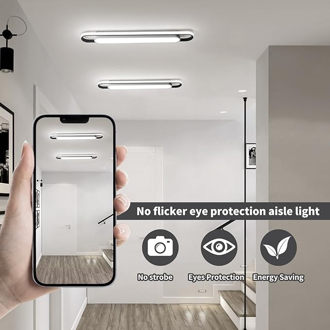 Modern LED Ceiling Lights,6500K Flush Mount Ceiling Lamp,50W Metal Smart Ceiling Chandelier Lighting Fixture for Kitchen Living Room Bedroom Dining Room Office Garage (36.2")