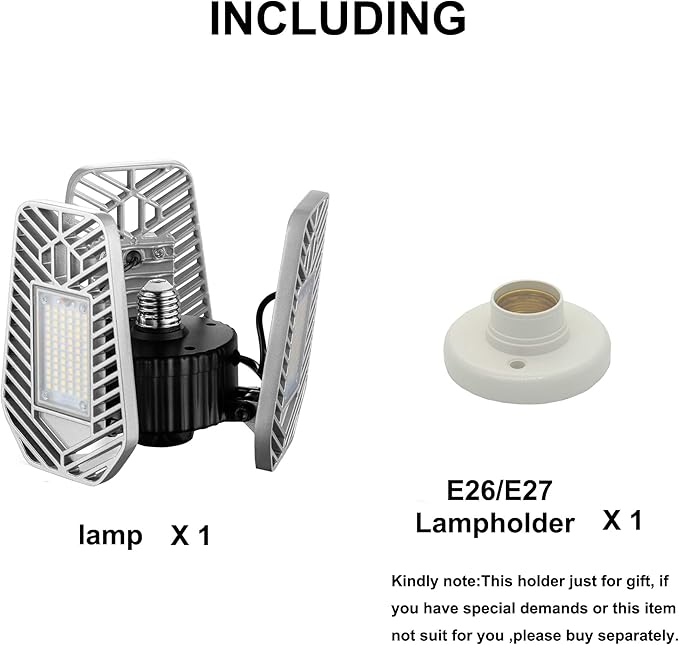LZHOME LED Garage Lights, Deformable Ceiling Light 9000 Lumens, 82W CRI 80 Shop Light, Adjustable Garage Lights, Led Lighting (No Motion Activated) (1-Pack)