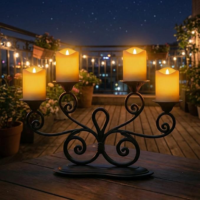Livinlarge Solar Candles Outdoor Waterproof, 3"x4" Rechargeable Solar Powered Flameless Flickering LED Pillar Candle for Patio Yard Deck Window Table Decor, Holiday Gifts for Mom and Wife, 6pcs