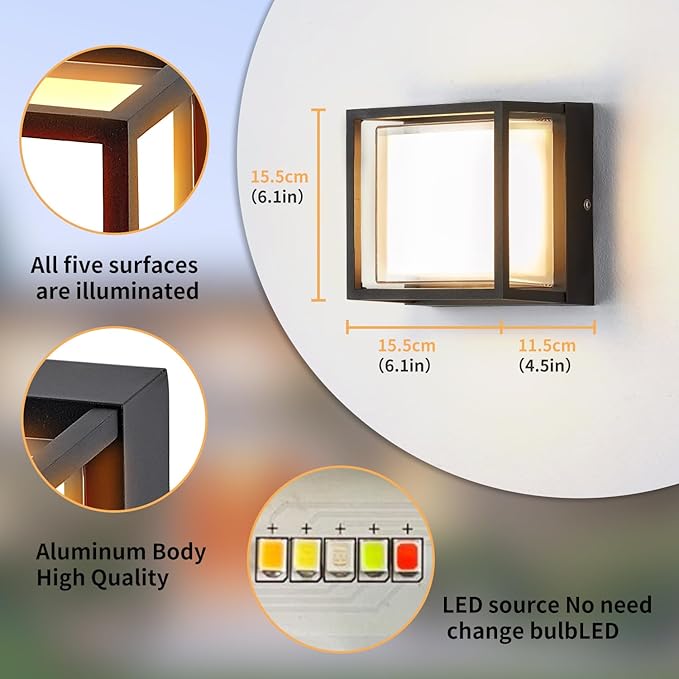 LANFU LED Smart Wall Sconce Light RGB Outside Light for House Patio,IP64 Waterproof Outdoor Wall Lights for House Patio Yards,Exterior Lights APP Control