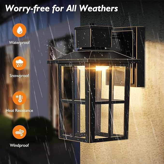 Brightever Outdoor Wall Lantern, 10W LED Exterior Waterproof WallSconce Light Fixture, 3000K/4000K/6500K Selectable, 800LM High Brightness, Oil Rubbed Bronze Anti-Rust Wall Light for Yard, Entryway