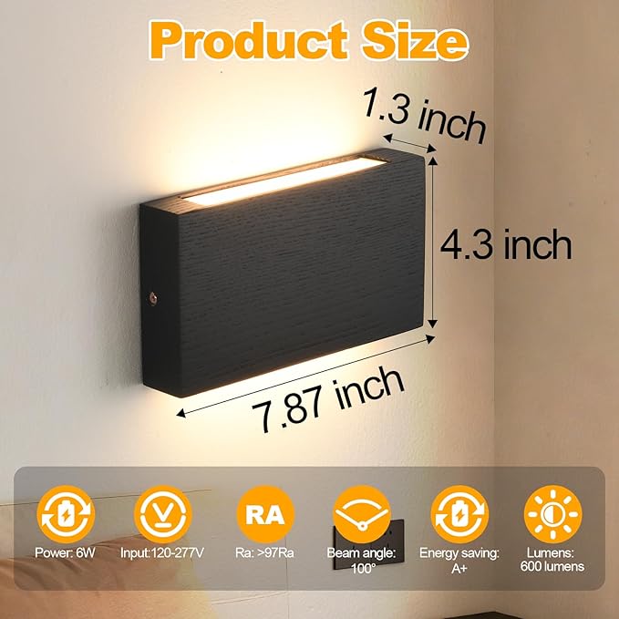 Black Wood wall sconces Lights Indoor for Living Room,wall Lamps Bedroom,Black wall Sconce wall Mounted lamp,wall Mounted Light,Indoor wall Lights