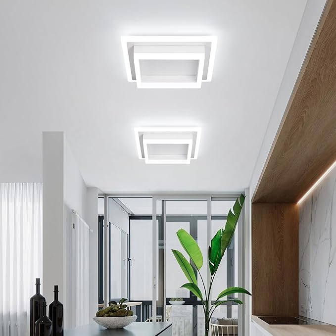 EIDISUNY 32W Flush Mount Modern LED Ceiling Lights, Small Hallway Ceiling Light, Cool White 6000K Acrylic LED Kitchen Ceiling Light Fixtures for Bedroom Dining Room Bathroom (3 Pack)